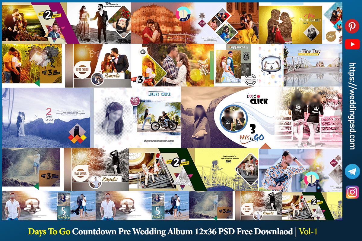 Days To Go Countdown Pre Wedding Album 12x36 PSD Free Download