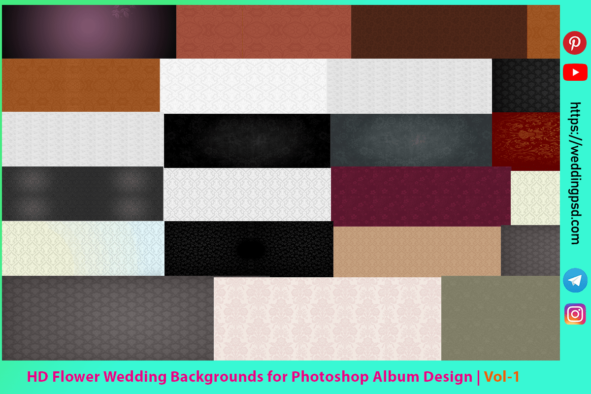 HD Flower Wedding Backgrounds for Photoshop Album Design