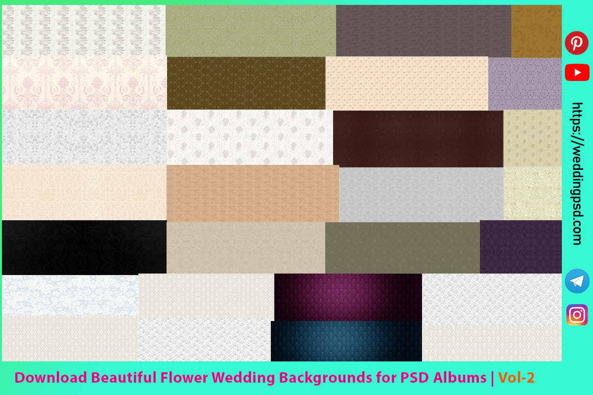 Download Beautiful Flower Wedding Backgrounds for PSD Albums