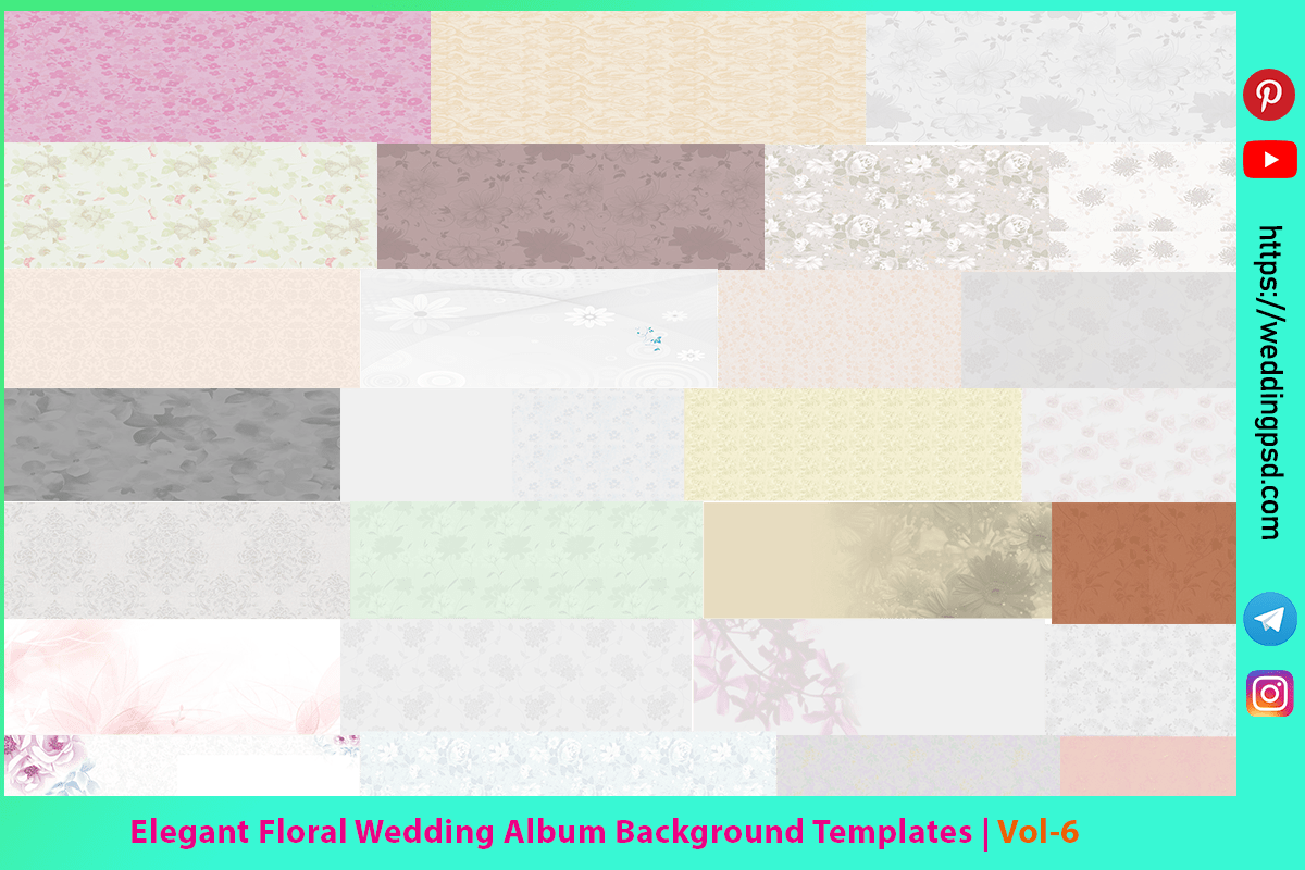 Elegant Floral Wedding Album Background Templates