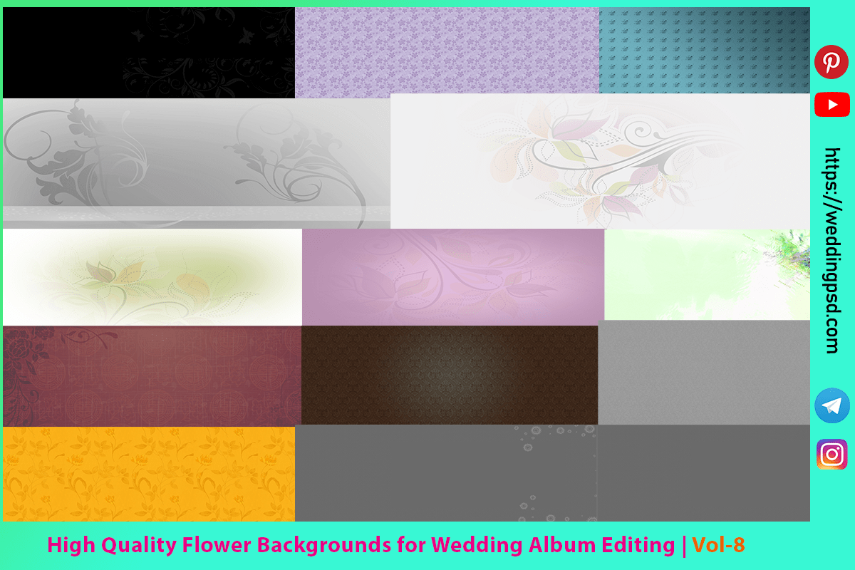 High Quality Flower Backgrounds for Weding Album Editing