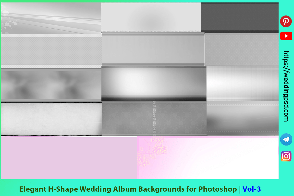 Elegant H-Shape Wedding Album Backgrounds for Photoshop