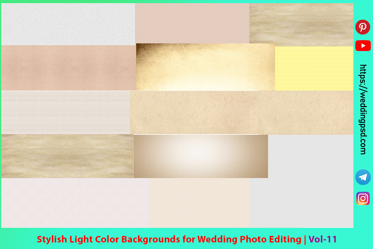 Stylish Light Color Backgrounds for Wedding Photo Editing