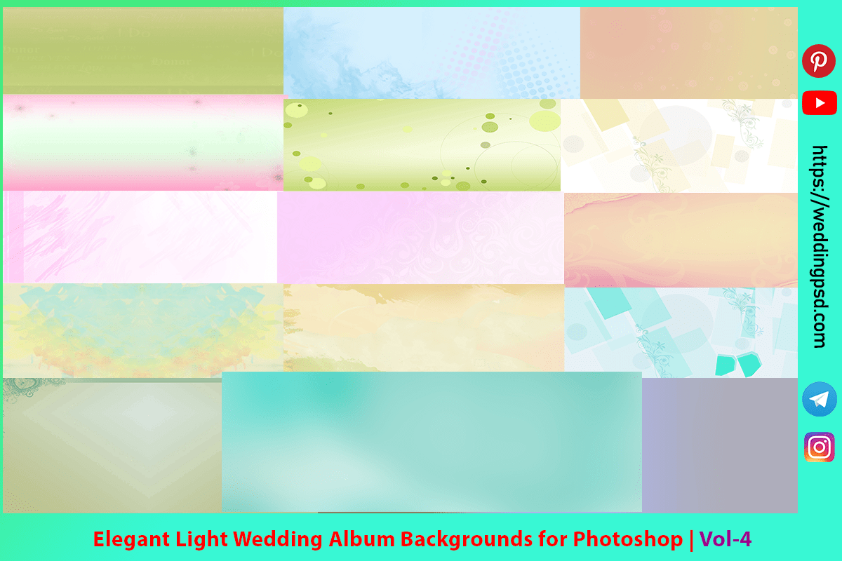 Elegant Light Wedding Album Backgrounds for Photoshop