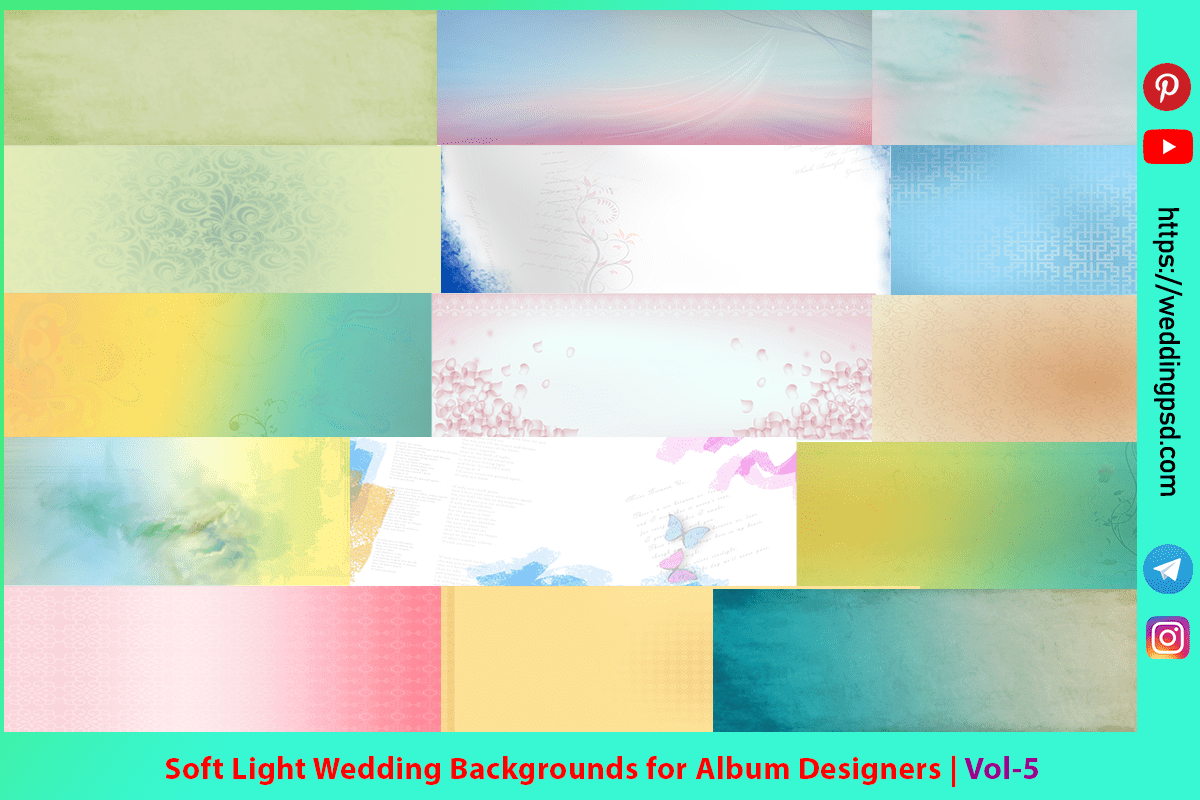 Soft Light Wedding Backgrounds for Album Designers