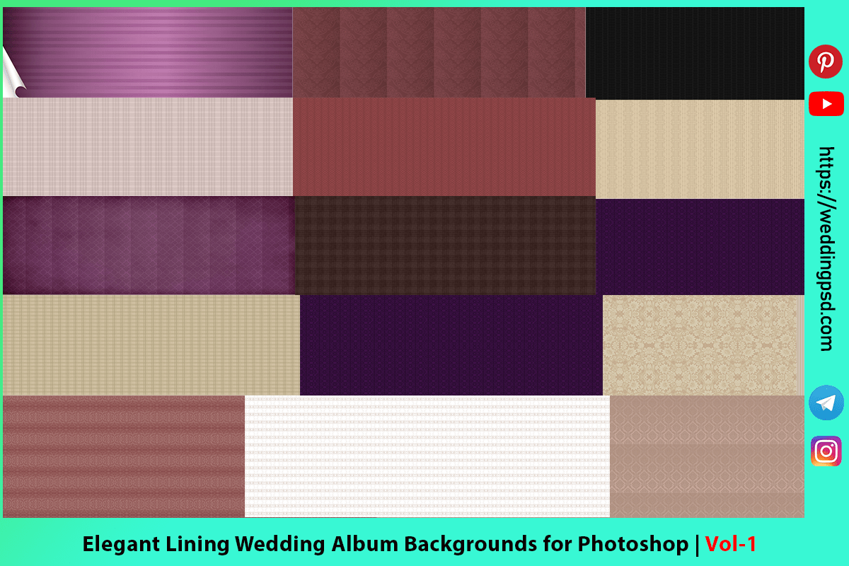 Elegant Lining Wedding Album Backgrounds for Photoshop
