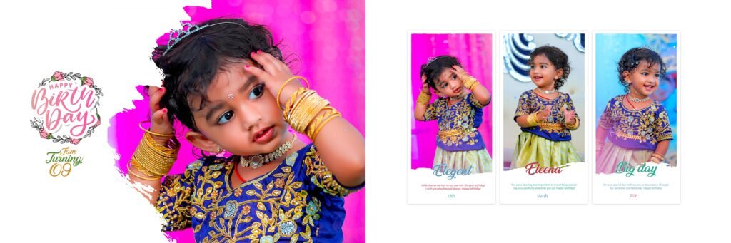 Cradle Ceremony Baby Album PSD Layouts 12x36 Format