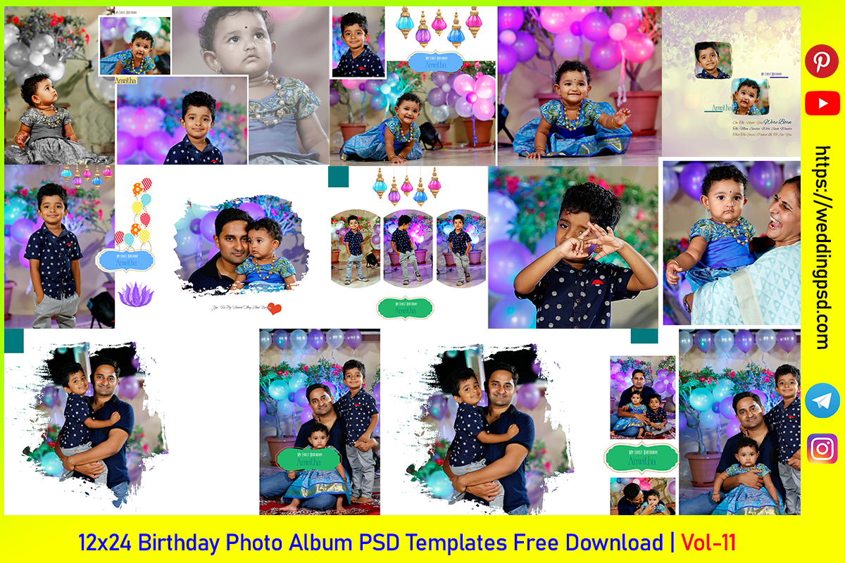12x24 Birthday Photo Album PSD Templates Free Download