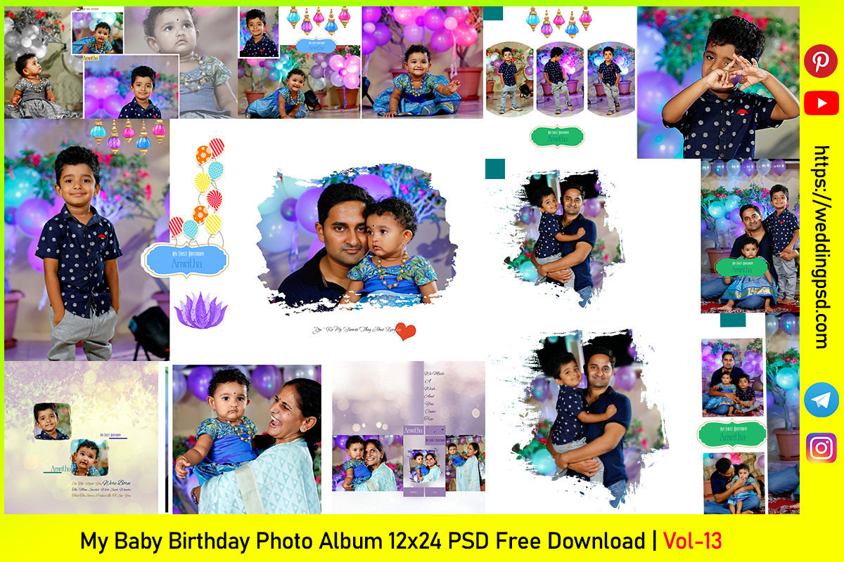 My Baby Birthday Photo Album 12x24 PSD Free Download