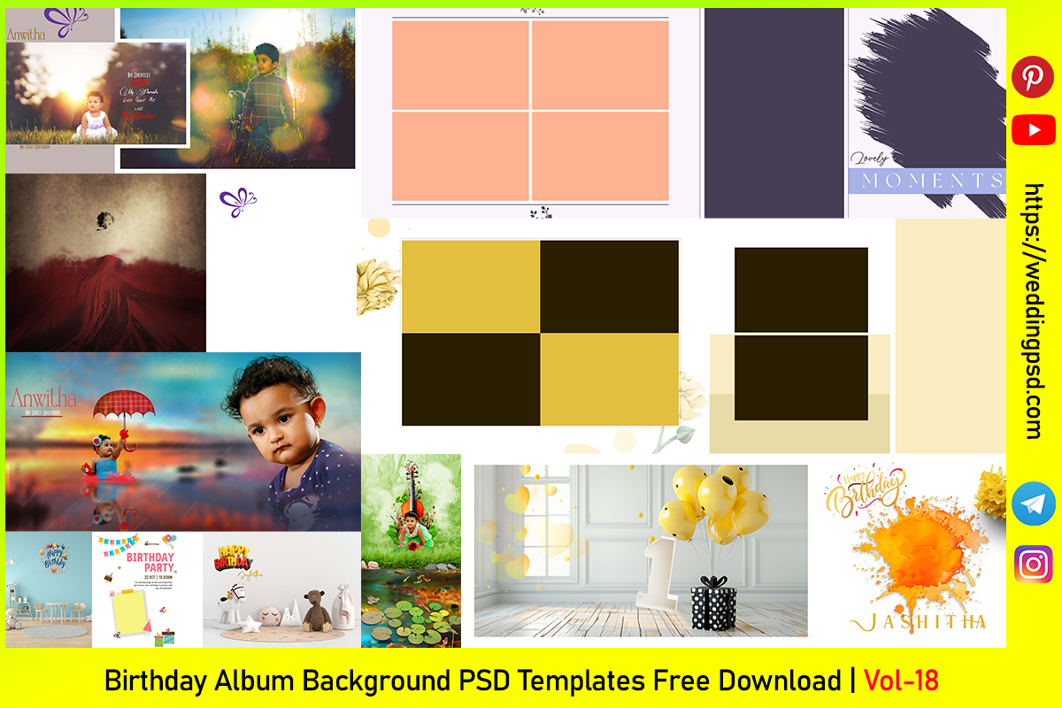 Birthday Album Background PSD Templates Free Download