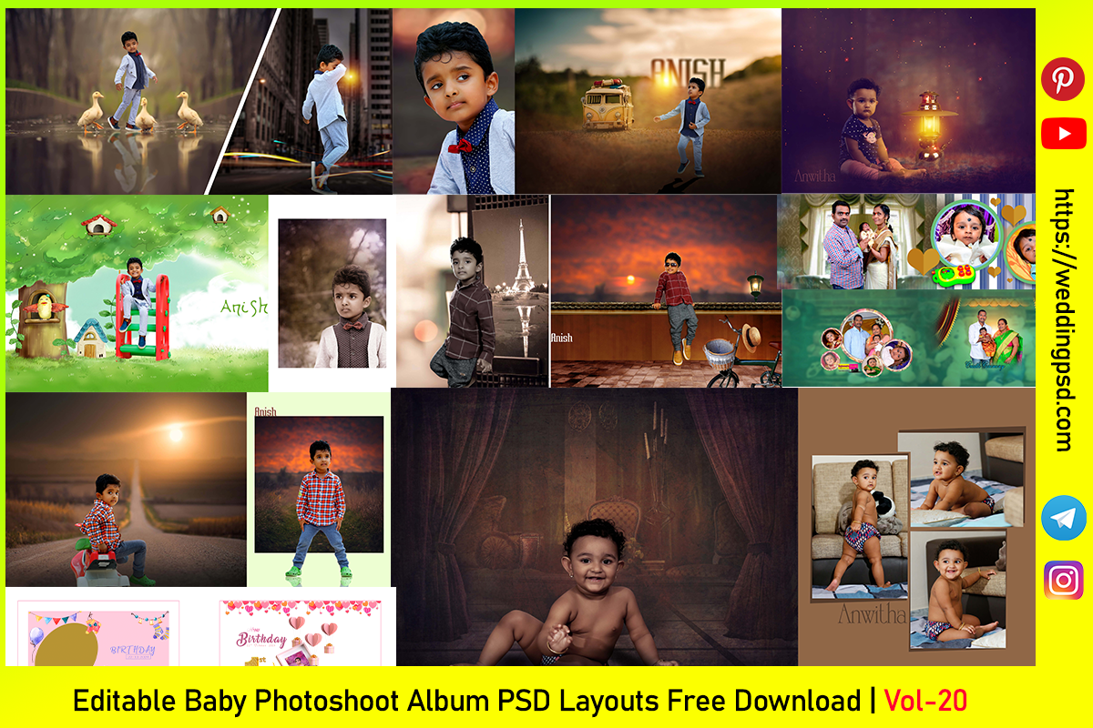Editable Baby Photoshoot Album PSD Layouts Free Download