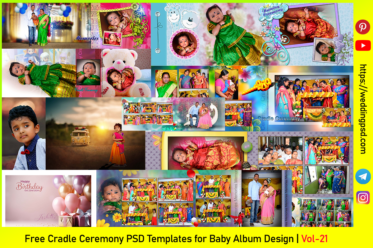 Free Cradle Ceremony PSD Templates For Baby Album Design