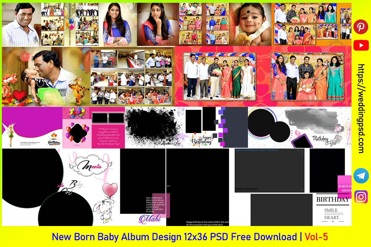 New Born Baby Album Design 12x36 PSD Free Download