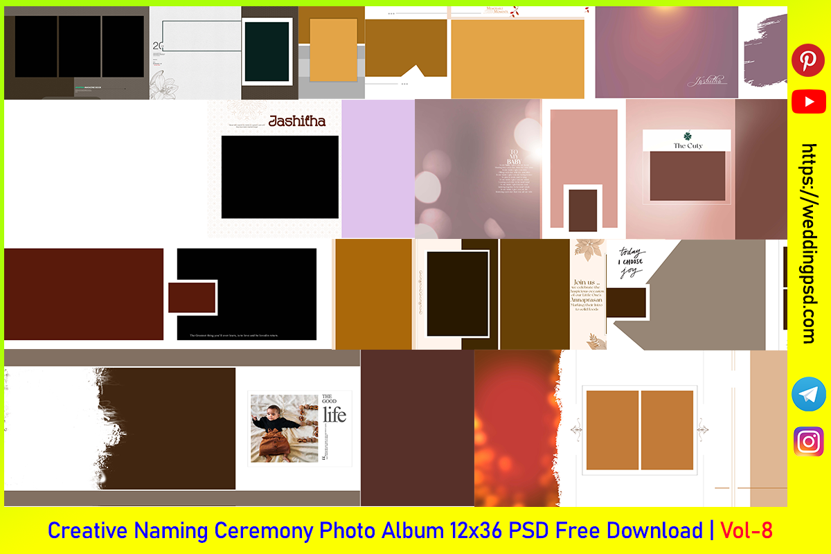 Creative Naming Ceremony Photo Album 12x36 PSD Free Download