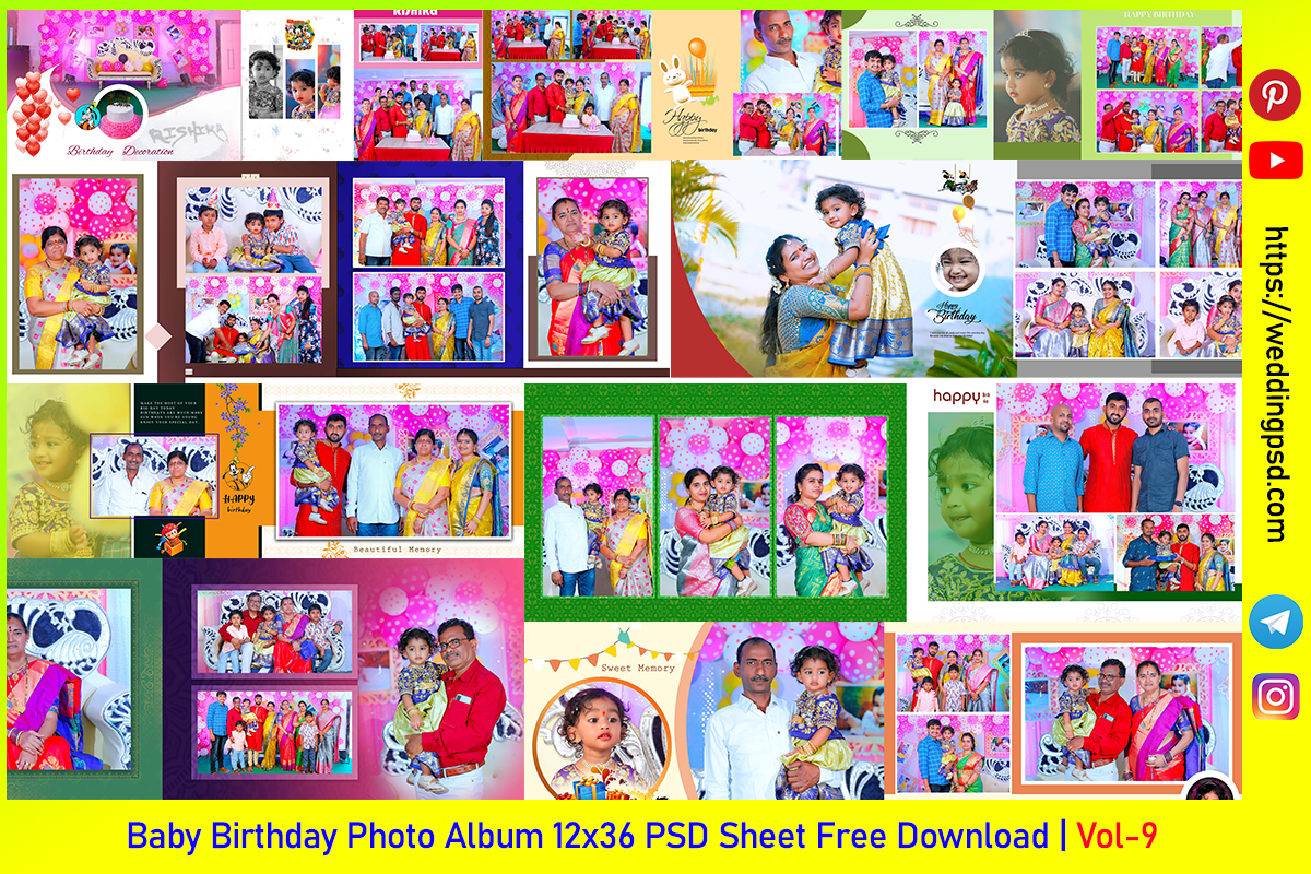 Baby Birthday Photo Album 12x36 PSD Sheet Free Downlaod