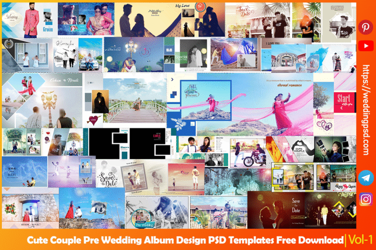 Cute Couple Pre Wedding Album PSD Templates