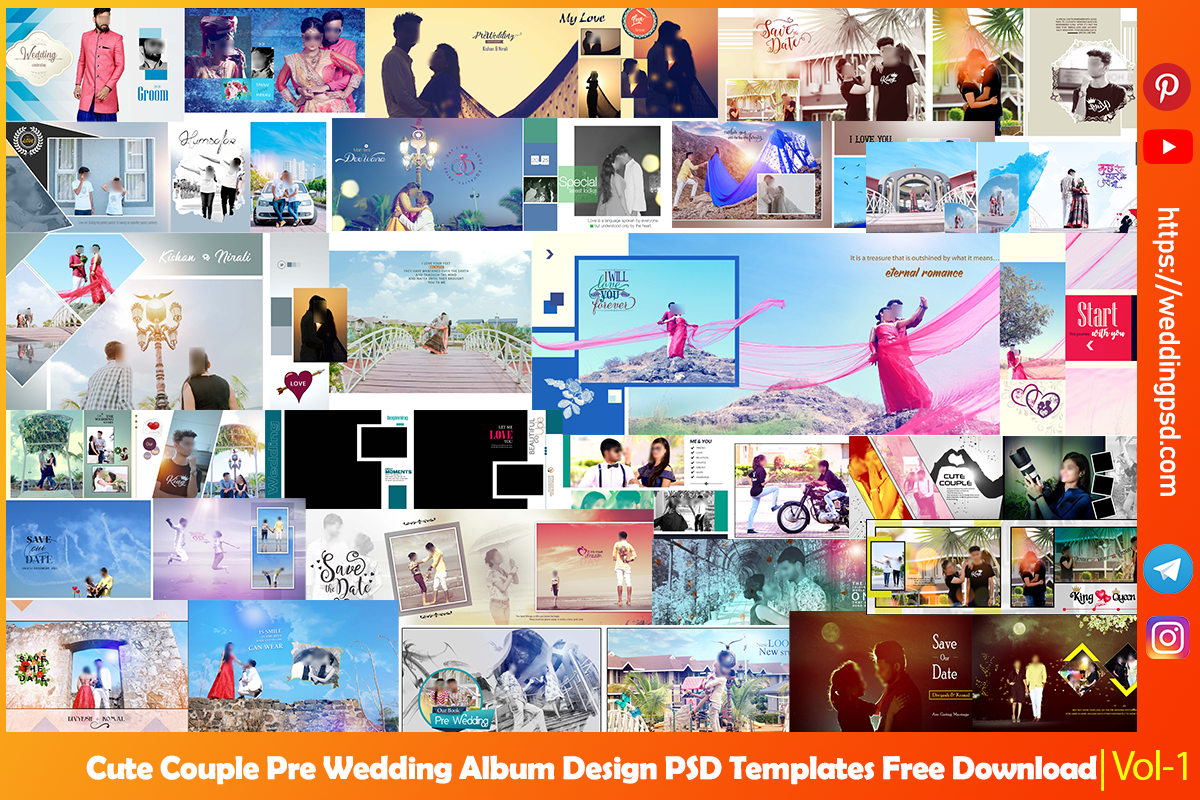 Cute Couple Pre Wedding Album PSD Templates
