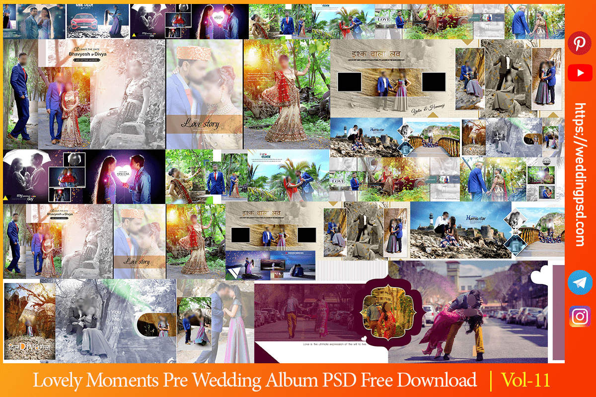 Lovely Moments Pre Wedding Album Design PSD Templates Download
