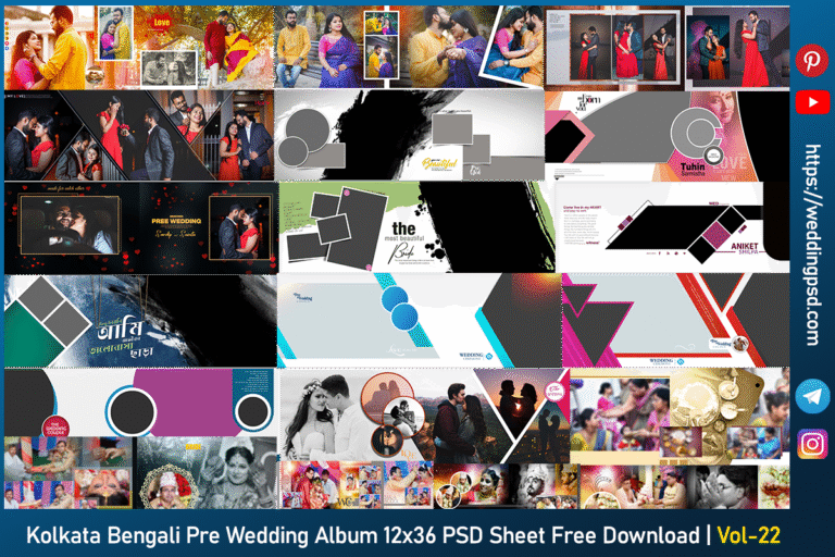 Kolkata Bengali Pre Wedding Album 12x36 PSD Sheet Free Download