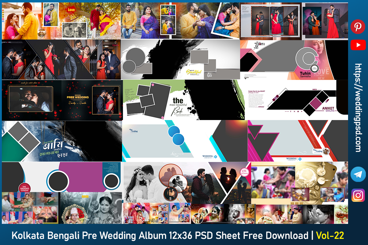 Kolkata Bengali Pre Wedding Album 12x36 PSD Sheet Free Download