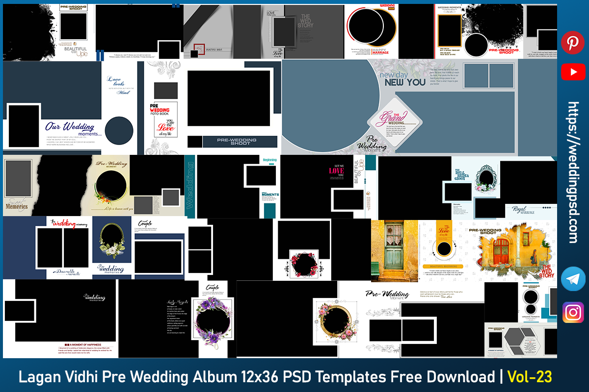 Lagan Vidhi Pre Wedding Album 12x36 PSD Templates Free Download