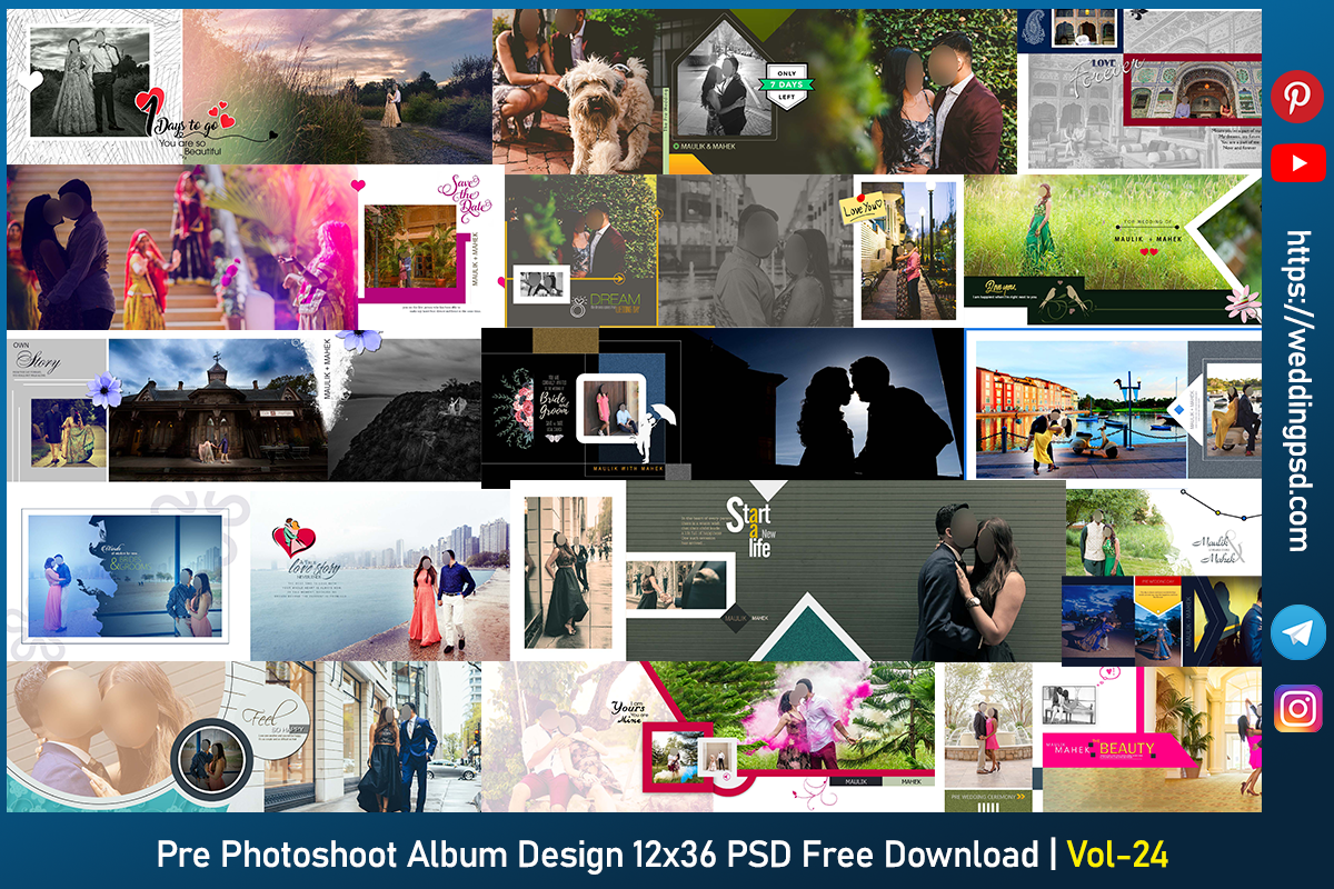 Pre Photoshoot Album Design 12x36 PSD Free Download