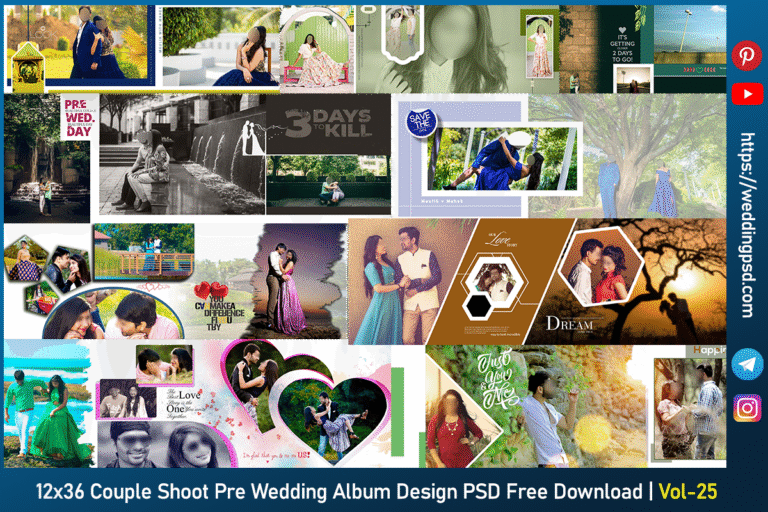 12x36 Couple Shoot Pre Wedding Album Design PSD Templates Download