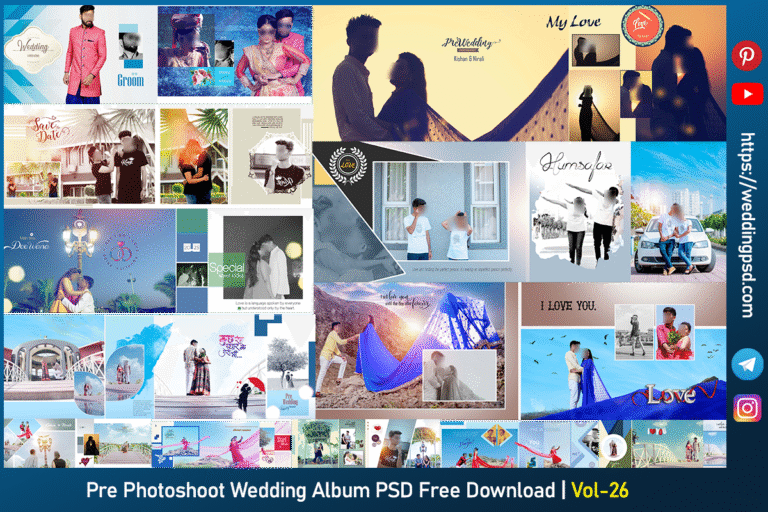 Pre Photoshoot Wedding Album PSD Free Download