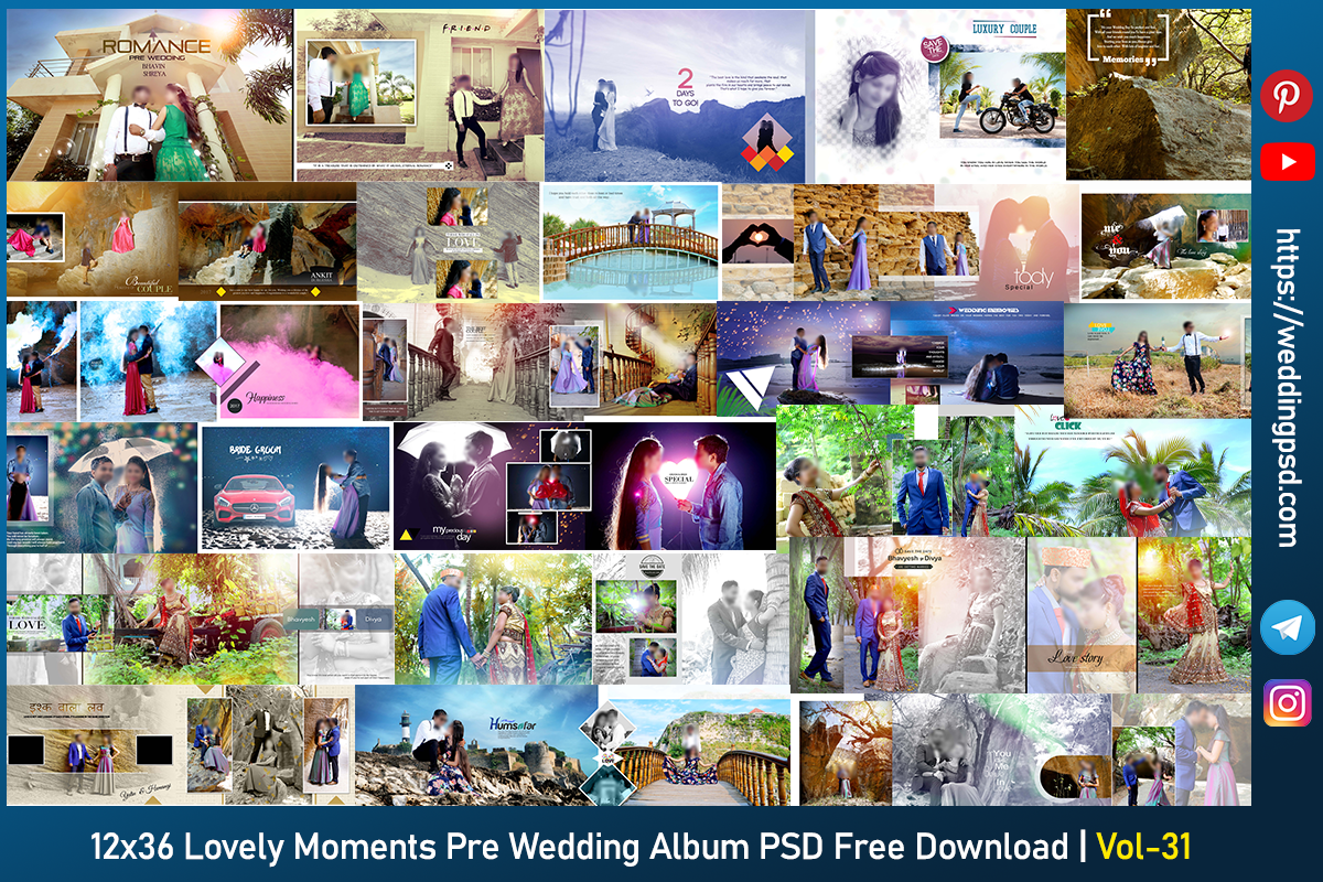 12x36 Lovely Moments Pre Wedding Album PSD Free Download