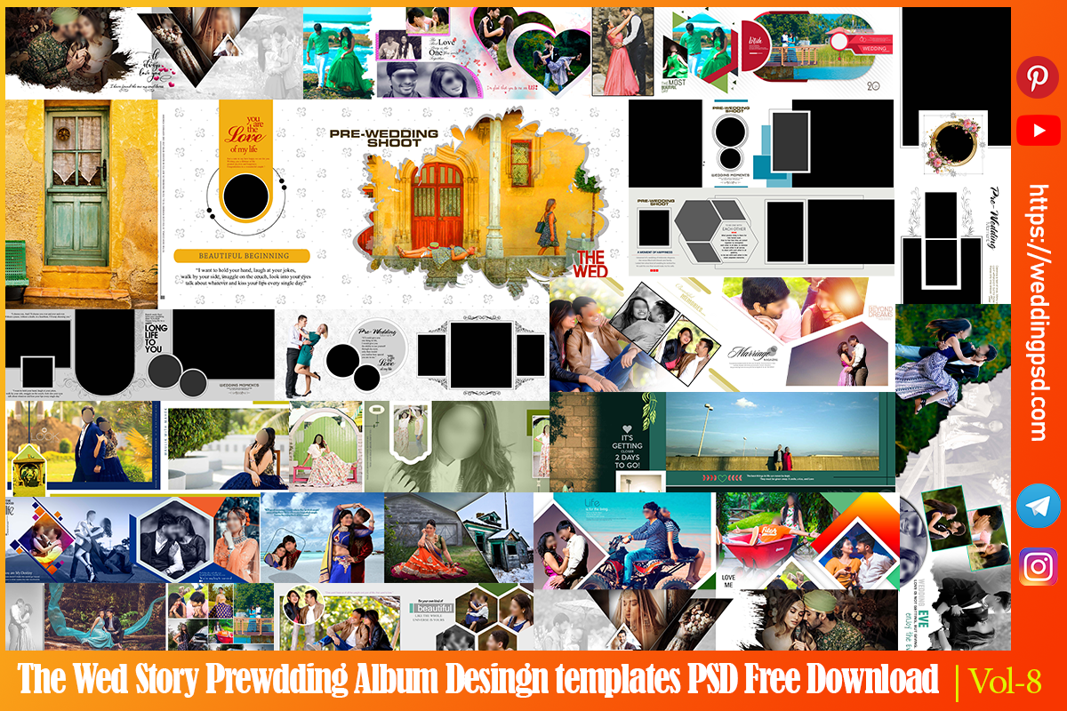 The Wed Story Pre Wedding Album Design PSD Templates