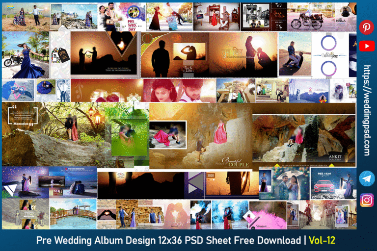 Pre Wedding Album Design 12x36 PSD Sheet Free Download