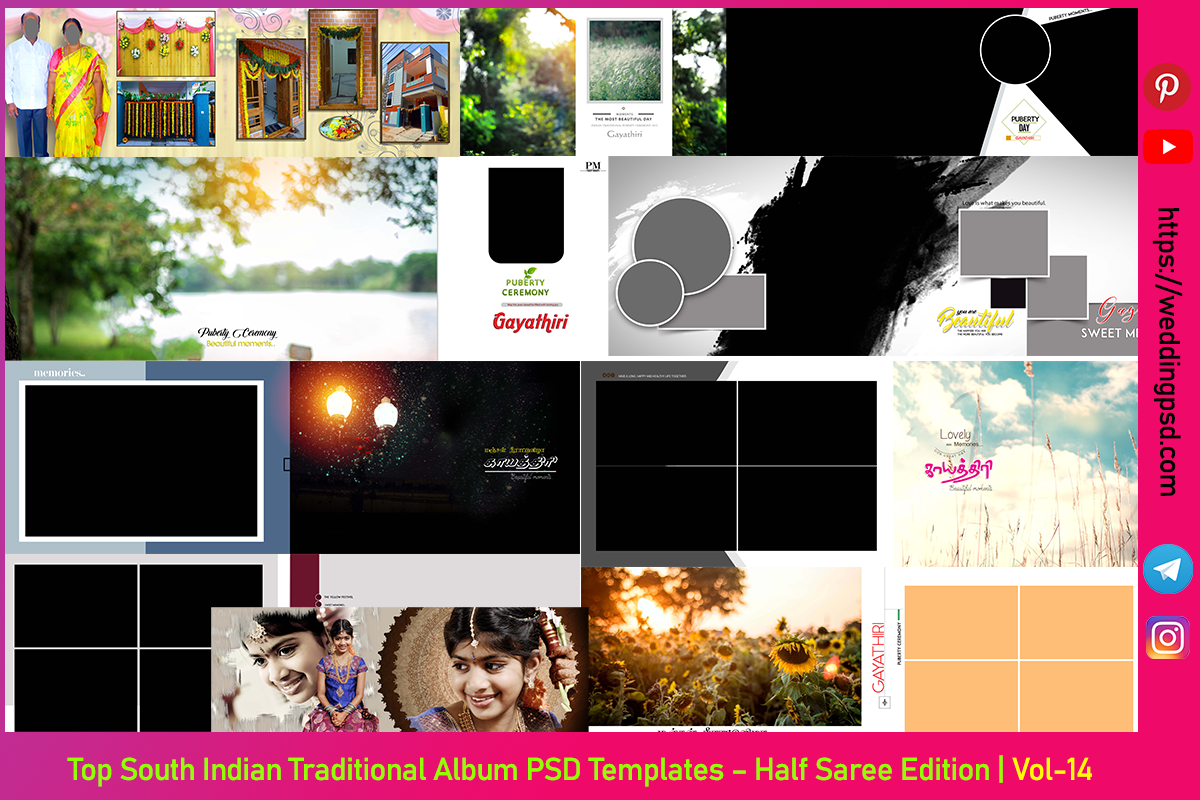 Top South Indian Traditional Album PSD Templates – Half Saree Edition