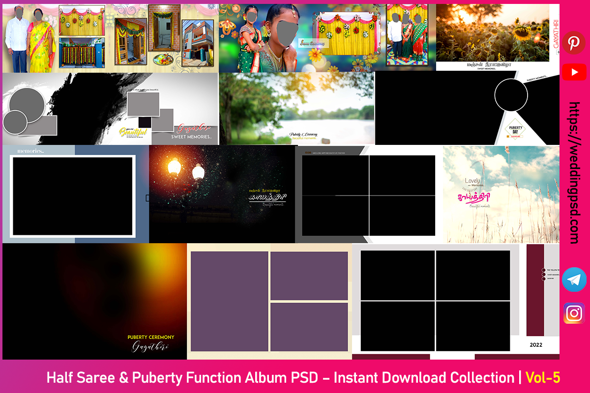 Half Saree & Puberty Function Album PSD – Instant Download Collection