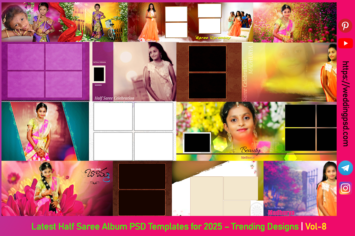 Latest Half Saree Album PSD Templates for 2025 – Trending Designs