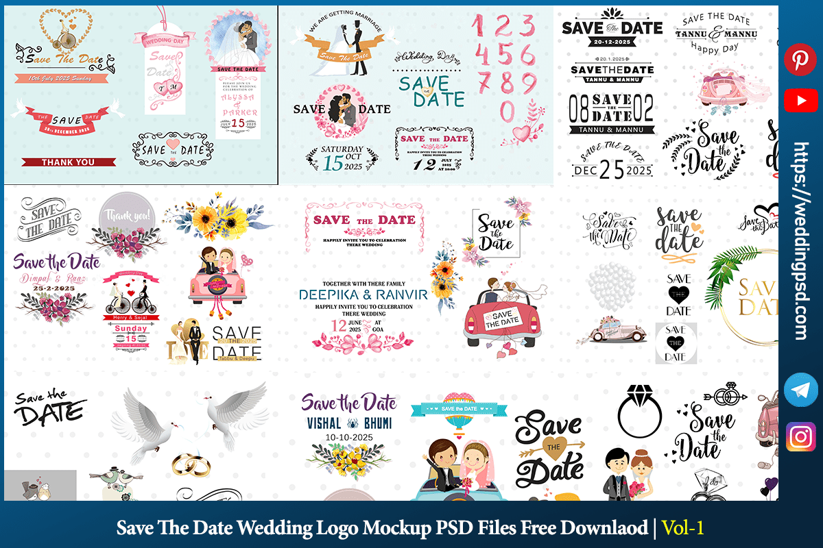 Save The Date Wedding Logo Mockup PSD Files Free Download
