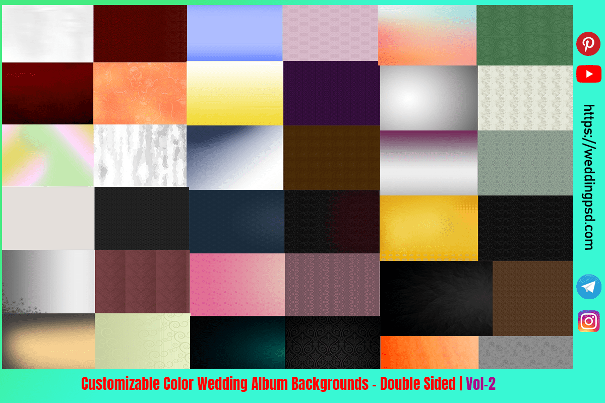 Customizable Color Wedding Album Backgrounds – Double Sided