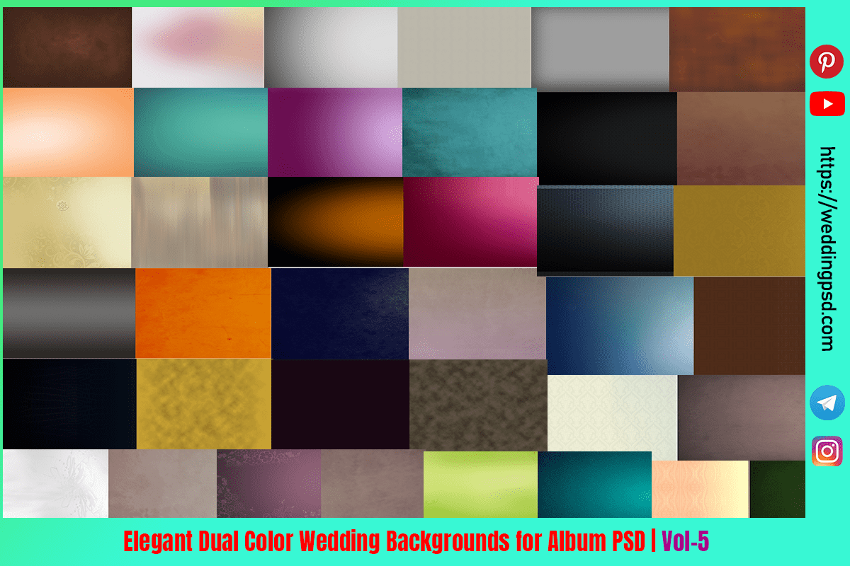 Elegant Dual Color Wedding Backgrounds for Album PSD