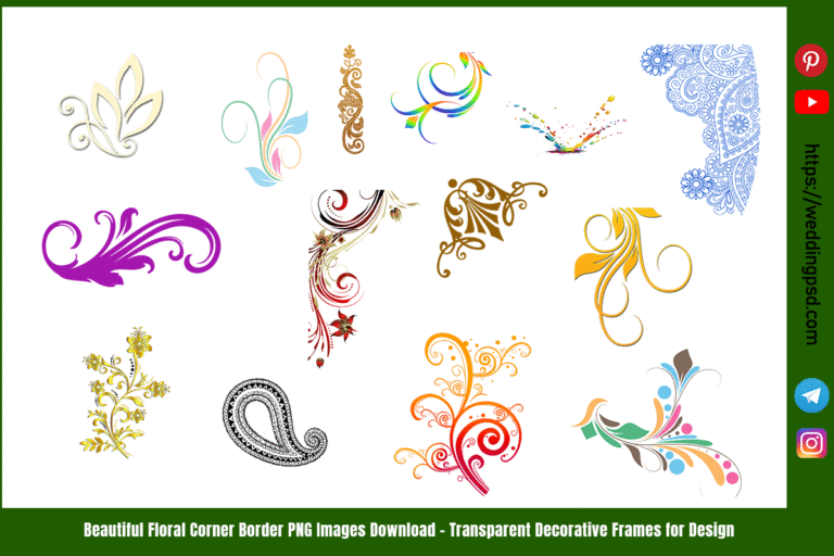 Beautiful Element Floral Corner Border PNG Images Download – Transparent Decorative Frames for Design