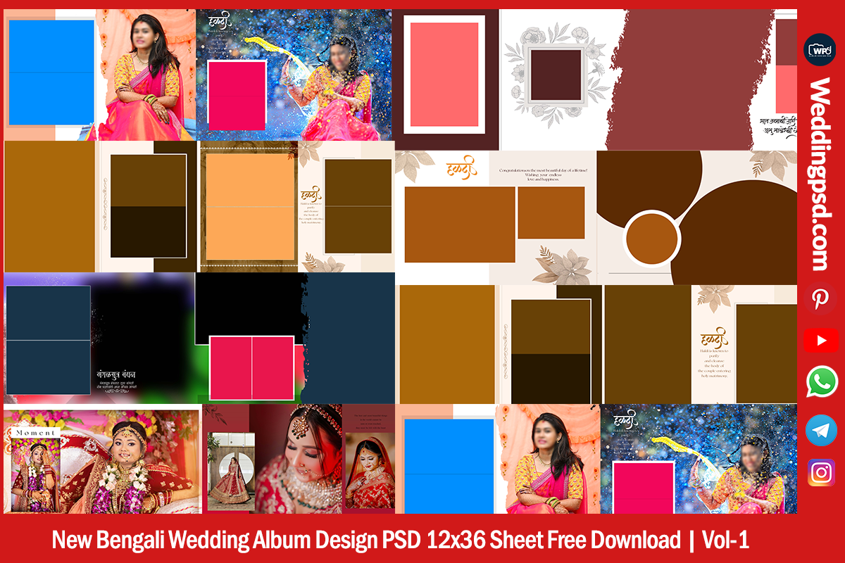 New Bengali Wedding Album Design PSD 12x36 Sheet Free Download