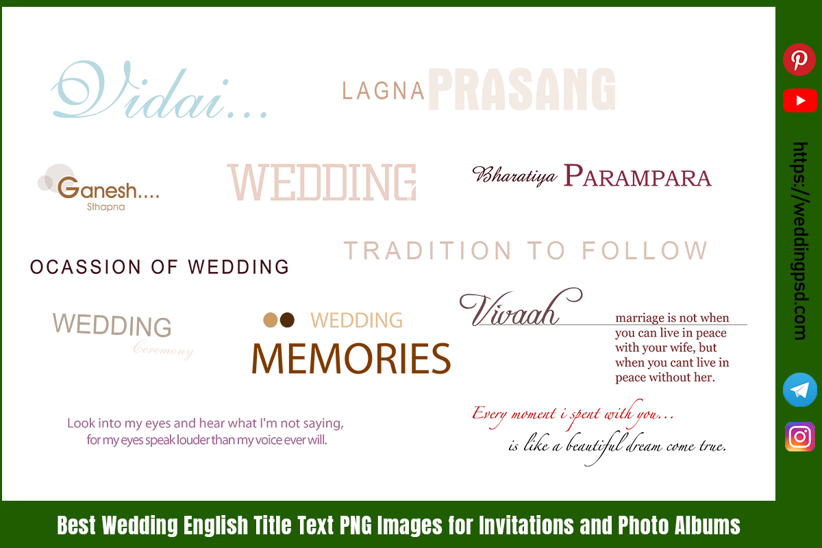 Best Wedding English Title Text PNG Images for Invitations and Photo Albums
