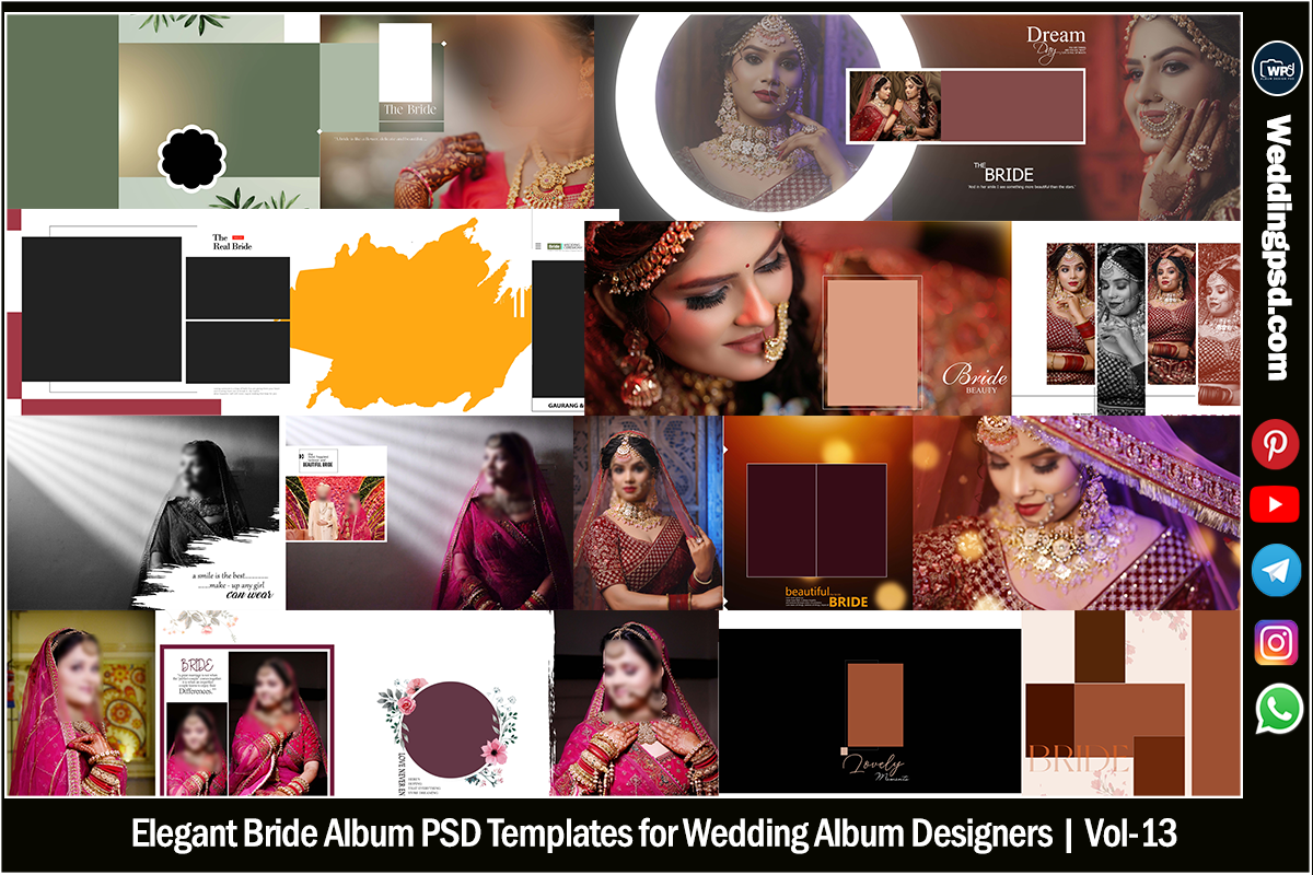 Elegant Bride Album PSD Templates for Wedding Album Designers