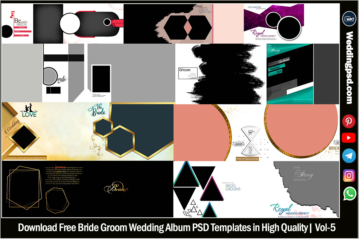 Download Free Bride Groom Wedding Album PSD Templates in High Quality