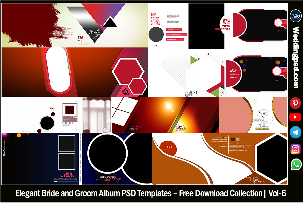 Elegant Bride and Groom Album PSD Templates Free Download Collection