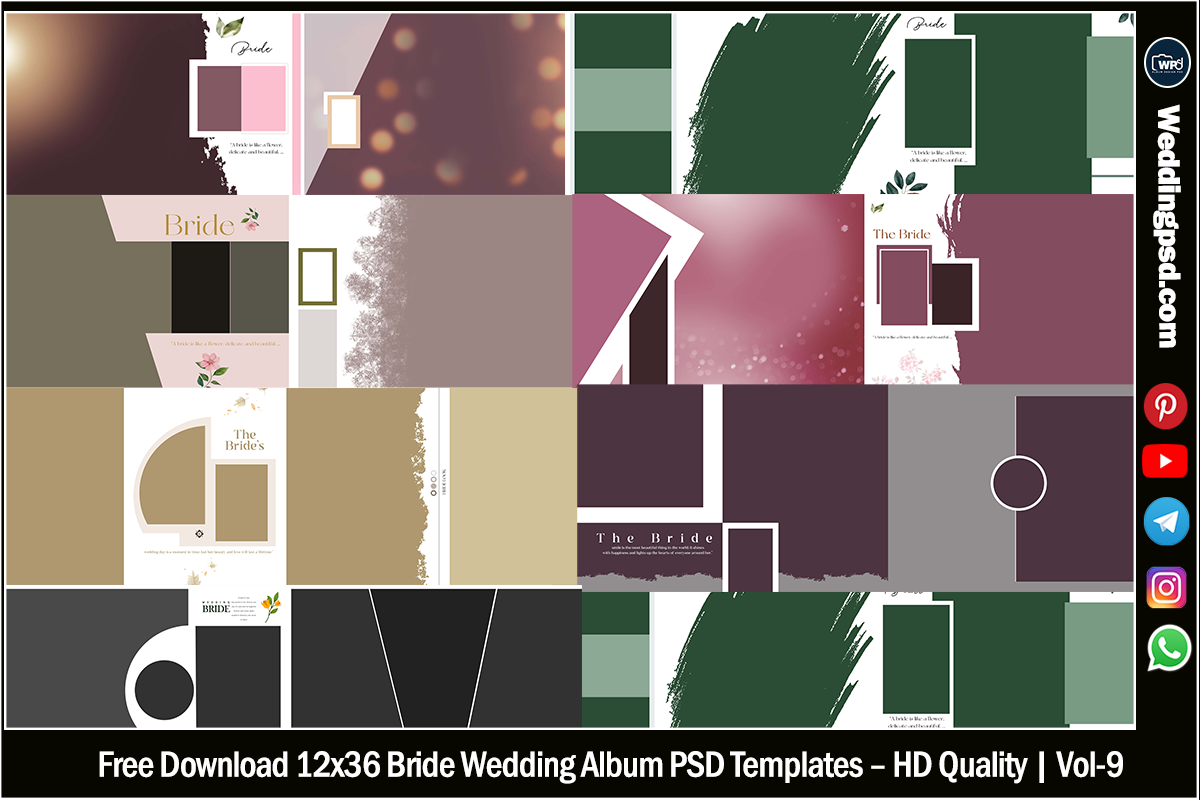 Free Download 12x36 Bride Wedding Album PSD Templates – HD Quality