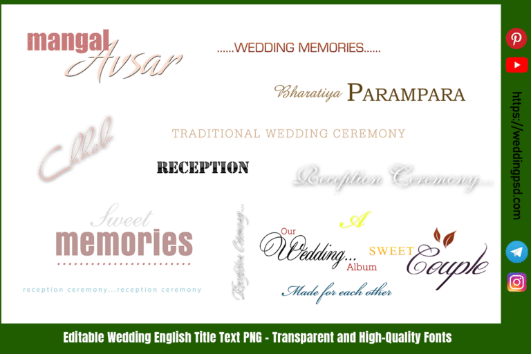 Editable Wedding English Title Text PNG – Transparent and High-Quality Fonts