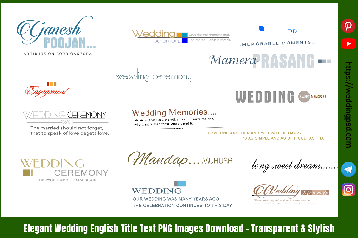 Elegant Wedding English Title Text PNG Images Download – Transparent & Stylish