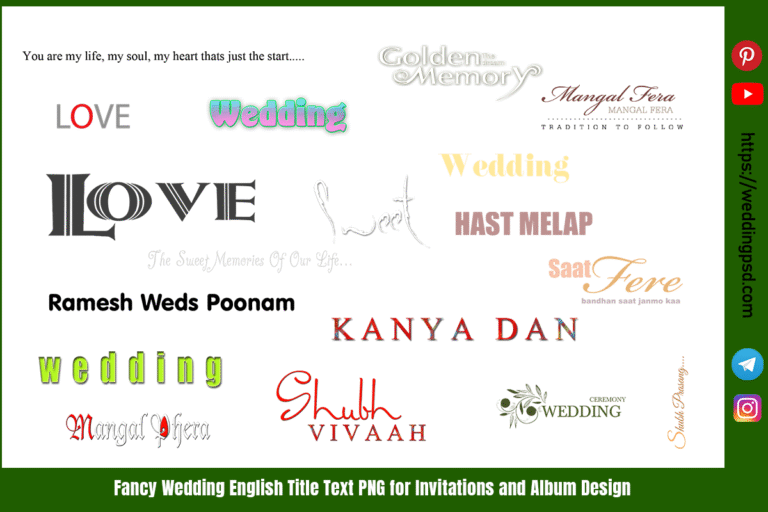 Fancy Wedding English Title Text PNG for Invitations and Album Design