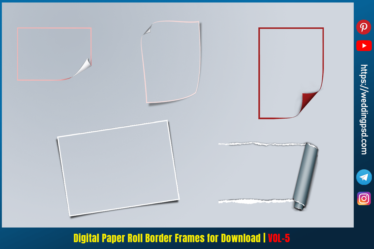 Digital Paper Roll Border Frames Free Download For Wedding Invitation Cards