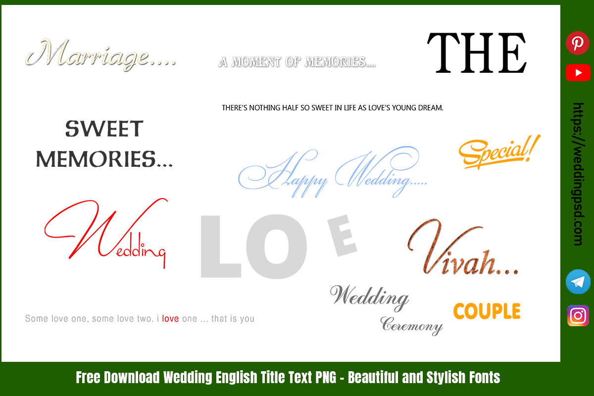 Free Download Wedding English Title Text PNG – Beautiful and Stylish Fonts