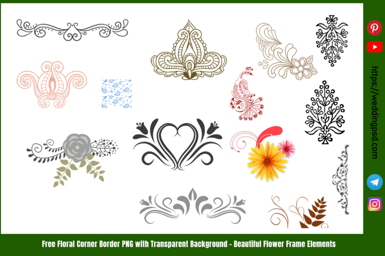 Free Floral Corner Border PNG with Transparent Background – Beautiful Flower Frame Elements